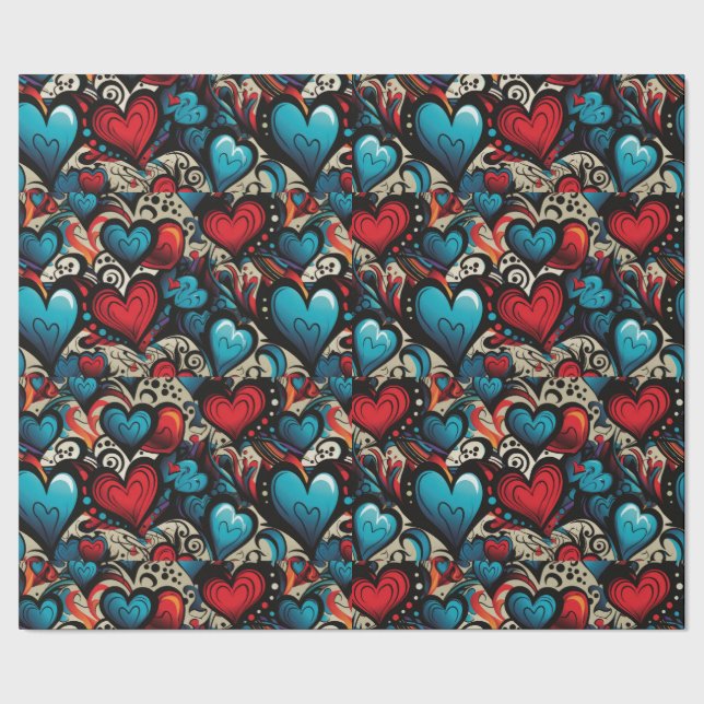 Tatueringen Small Blue Ro Hearts Digital Themme Presentpapper (Seam)