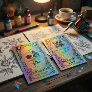 Tatueringkonstnär Holografisk Celestisk Tatuerin Visitkort
