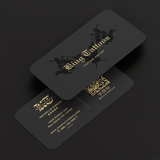 Tatueringkonstnär Modern Goth Tatuörör Mörkgrå Visitkort (Tattoo Artist Modern Goth Tattooist Dark Grey Business Card
)