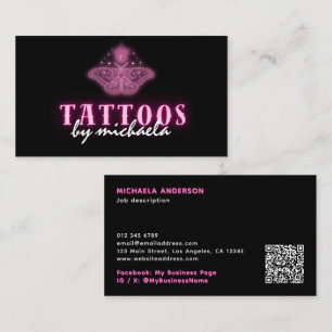 Tatueringkonstnär Neon Mystisk Celest Moth Visitkort