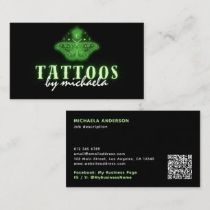 Tatueringkonstnär Neon Mystisk Celest Moth Visitkort