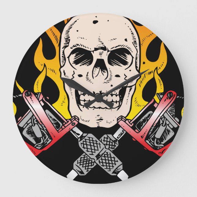 Tatueringskalle Stor Klocka (Framsida)