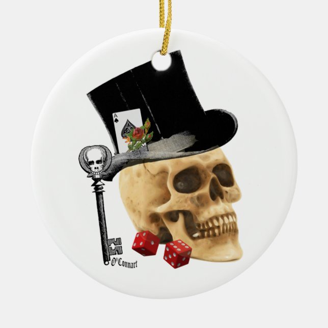 tatueringskonstruktion för Gothic spelare Julgransprydnad Keramik (Framsidan)