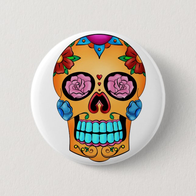 Tatueringsockerskalle - day of the dead, Mexico Knapp (Framsida)