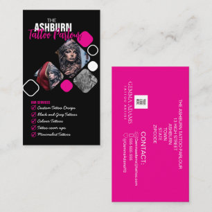 Tatueringssalong Poster - Skräddarsydd Svart rosa Visitkort