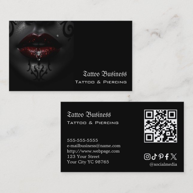 Tatueringssalong QR-kod Affärs kort (Fram/baksida)