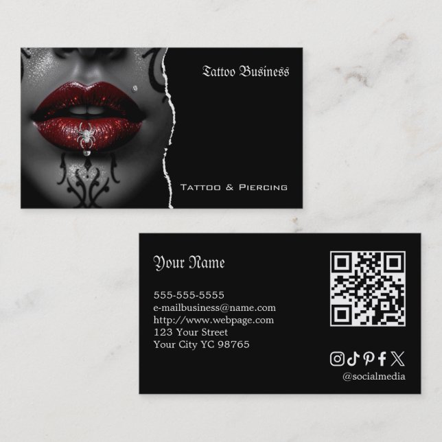 Tatueringssalong QR-kod Affärskort Visitkort (Fram/baksida)