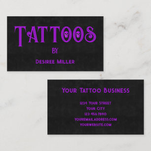 Tatueringssalong Snygg Lila Svart Dödskalle Affärs Visitkort
