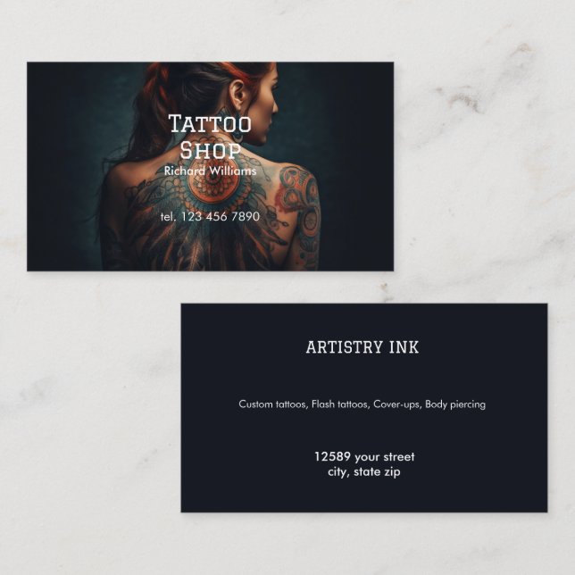 Tatueringssalong Visitkort (Fram/baksida)