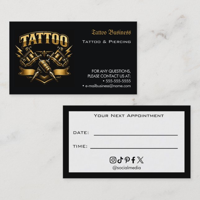 Tatueringssalongens mötespåminnelse visitkort (Fram/baksida)