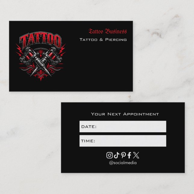 Tatueringssalongens mötespåminnelse visitkort (Fram/baksida)