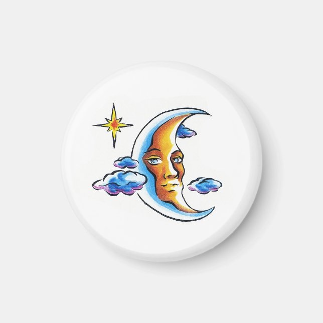 Tatueringssymbol för tecknaden Måne ansikte stjärn Magnet (Framsidan)