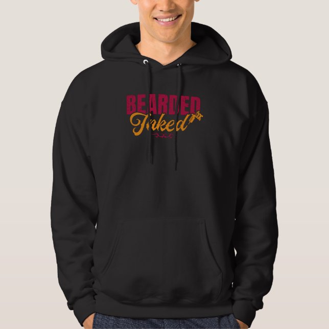 Tatueringstätowörst med skägg bläckkonstnär tatuer hoodie (Framsida)