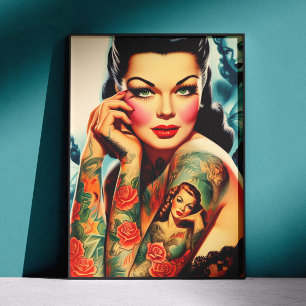 Tatueringstjej från gammal skolan poster
