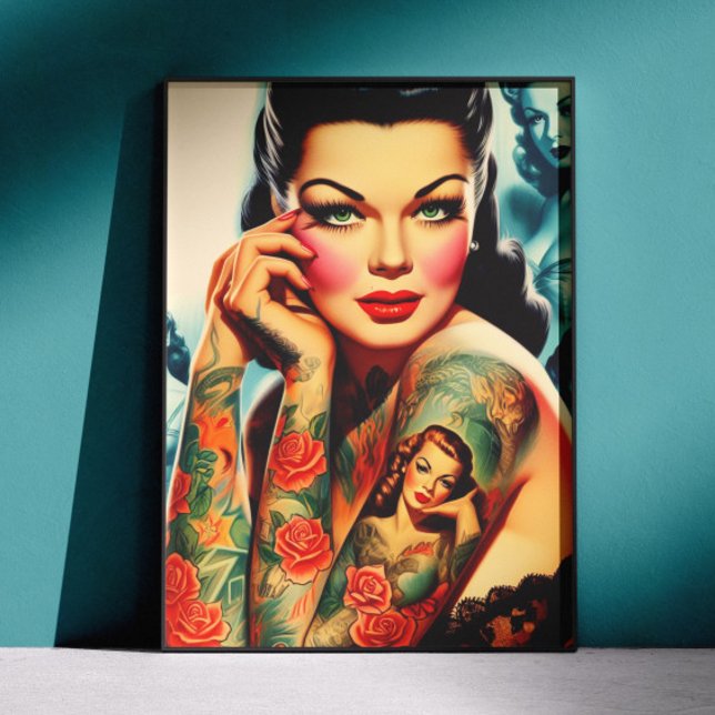 Tatueringstjej från gammal skolan poster (Skapare uppladdad)