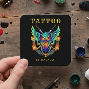 Tatueringstudio Boknings QR-kod Trendig tatuerare Fyrkantigt Visitkort