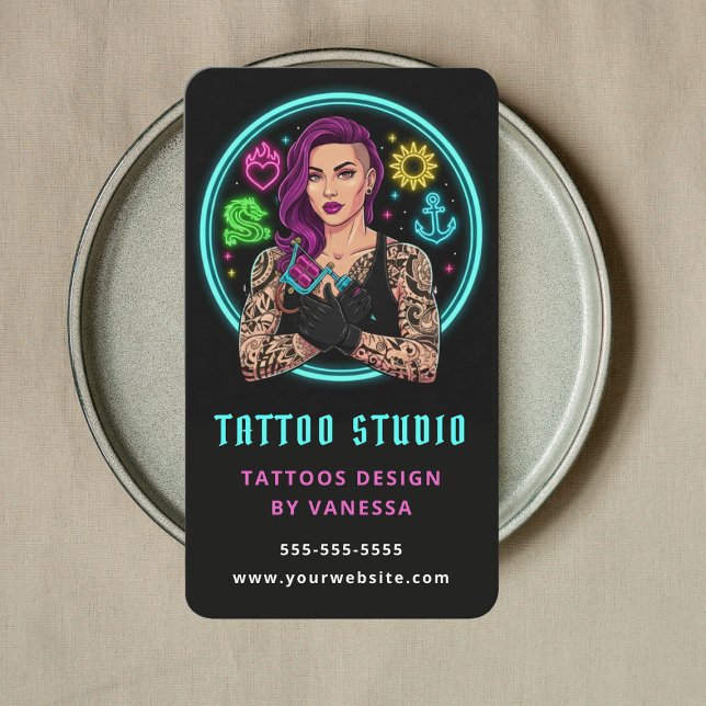 Tatueringstudio QR-kod för professionell tatuerare Visitkort (Skapare uppladdad)