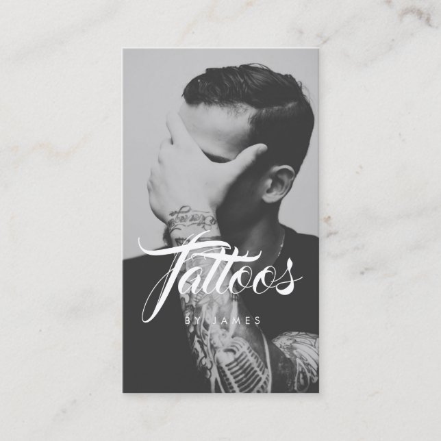 Tatueringstudio Tatuering Konstnär Foto Visitkort (Framsida)