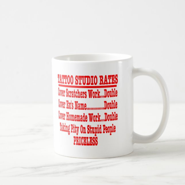 Tatueringstudion klassar "obetalbart ", kaffemugg (Höger)