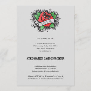 Tatueringtema söta 16 Invitaion Inbjudningar