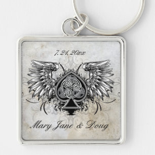 TatueringUrban bevingad Celtic fnurra Keychain Fyrkantig Silverfärgad Nyckelring