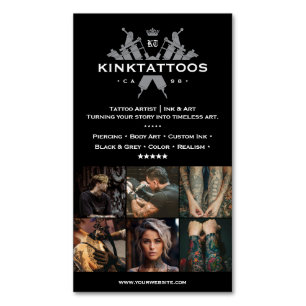 Tatuör Minimal Tattoo Artist Svart Rutnät Magnetiska Visitkort