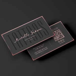Tatuör Rosegold Tatuering Konstnär Rosa Ram Visitkort