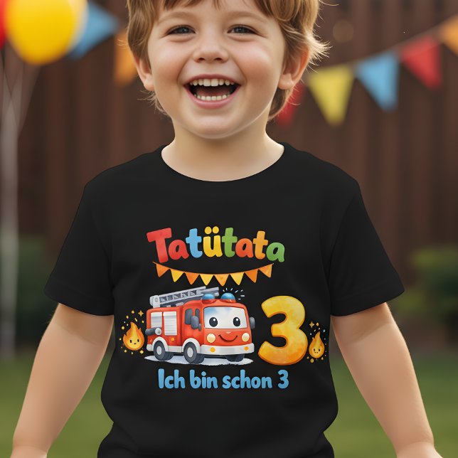 Tatütata brandbil 3-årsdag barn t-shirt  (Skapare uppladdad)
