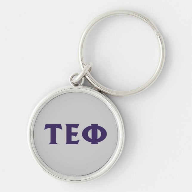 Tau Epsilon Phi | Bokstäver Rund Silverfärgad Nyckelring (Framsidan)