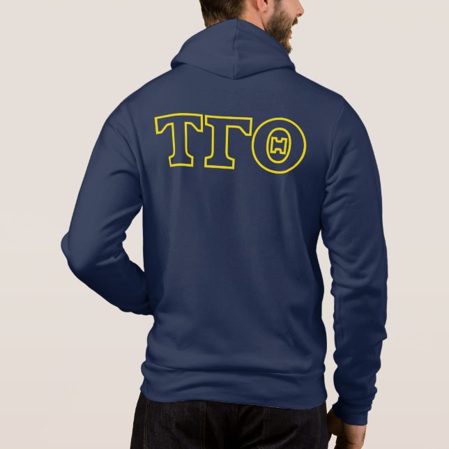 Tau Gamma Theta Fullt Zip Hoodie w/ Vapensköld & B T Shirt (Baksida)