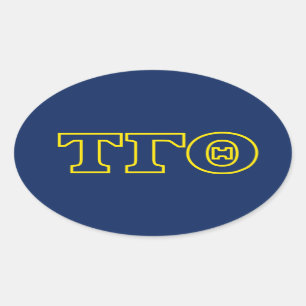 Tau Gamma Theta Oval Stickers - Gult kontur Ovalt Klistermärke