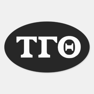 Tau Gamma Theta Oval Stickers - Vit på svart Ovalt Klistermärke