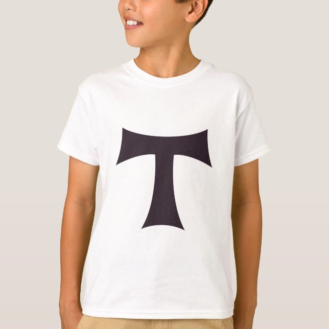 Tau-kors Franciskansk tro-symbol konst T Shirt (Framsida)