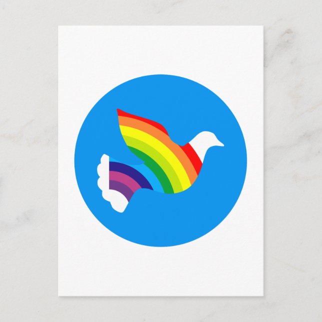 Taube Regenbogen dove rainbow Vykort (Framsida)