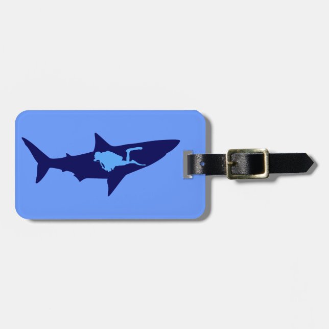 Taucher Hai diver shark Bagagebricka (Horisontell Framsida)