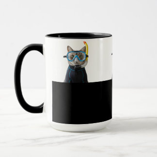 Taucher Katze,Taucheranzug und Schnorchel Mugg