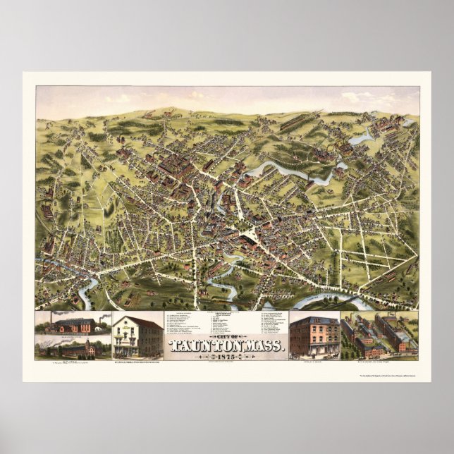 Taunton, MORSA Panoramic Karta - 1875 Poster (Framsidan)