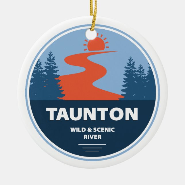 Taunton Vild och Scener River Massachusetts Julgransprydnad Keramik (Framsidan)