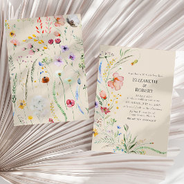 Taupe Akvarell Vildblomma Bröllopsinbjudan Inbjudningar