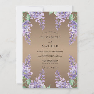 Taupe Amethyst Wisteria Bröllop Inbjudningar