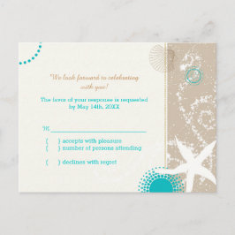 Taupe Aqua Beach Wedding Firande OSA Inbjudan Vykort
