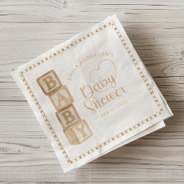 Taupe Baby Blocks Baby Shower Napkins Pappersservett
