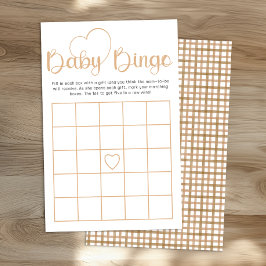Taupe Baby Shower Bingo Game Card Flygblad