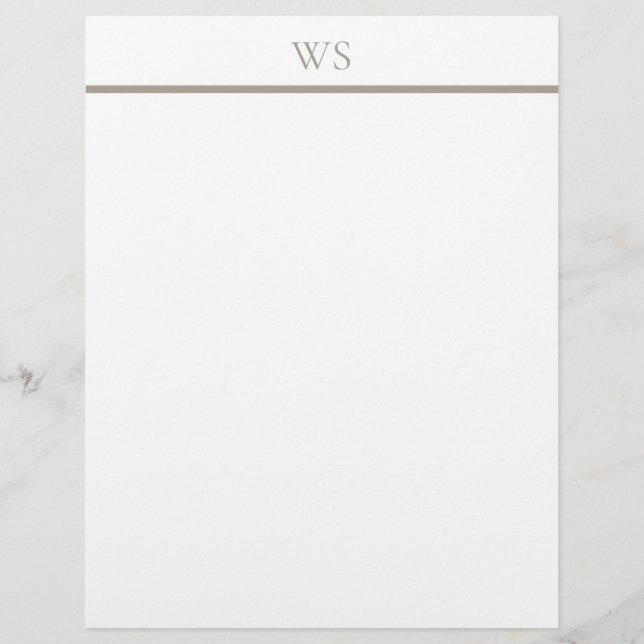 Taupe Bar Monogram Brevpapper (Framsida)