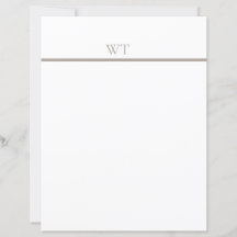 Taupe Bar Monogram Brevpapper med Kuvert