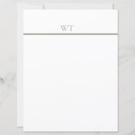 Taupe Bar Monogram Brevpapper med Kuvert