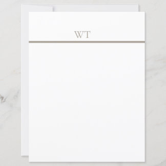Taupe Bar Monogram Brevpapper med Kuvert