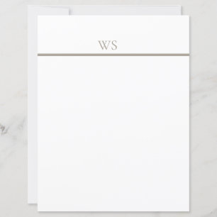 Taupe Bar Monogram Brevpapper med Kuvert