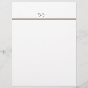 Taupe Bar Monogram Personligt Brevpapper