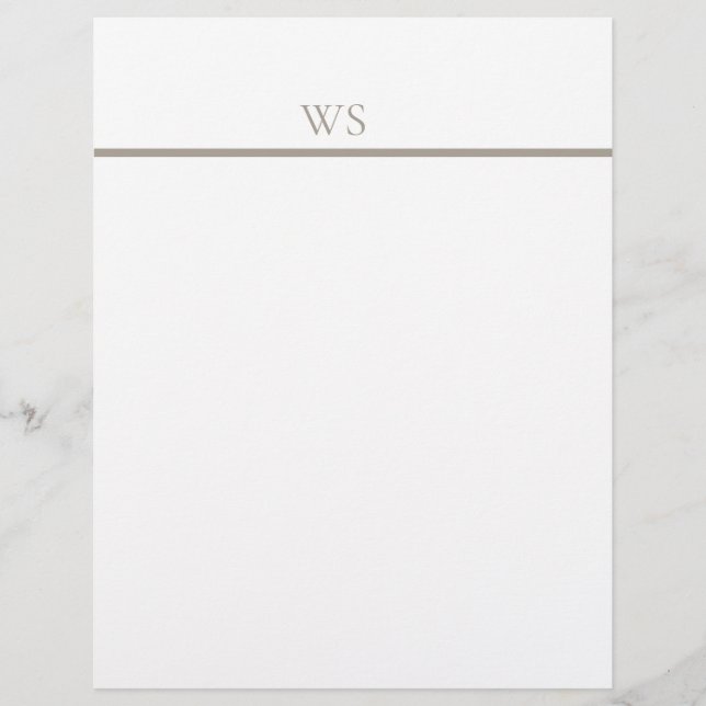 Taupe Bar Monogram Personligt Brevpapper (Framsida)